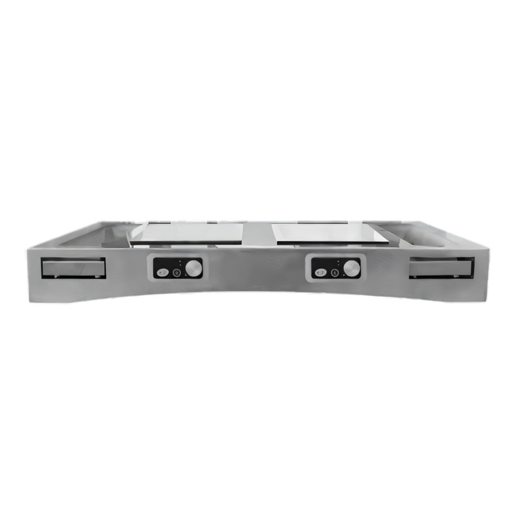 Product image #1 for TableCraft Double Induction Countertop Station Kit with 2 Drop-In Cooktops and Cooling Plates, Brushed Aluminum, 47-3/8 x 25-1/4 x 6 Inches