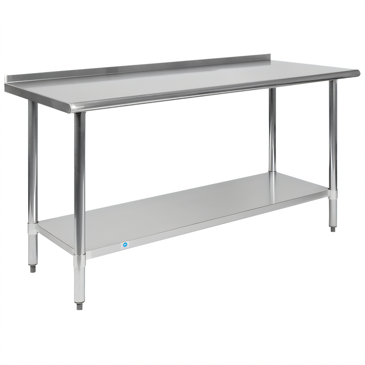 Product image #1 for Flash Furniture 60-Inch Stainless Steel Prep and Work Table with 1.5-Inch Backsplash and Undershelf