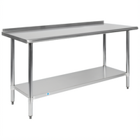 Flash Furniture 60-Inch Stainless Steel Prep and Work Table with 1.5-Inch Backsplash and Undershelf