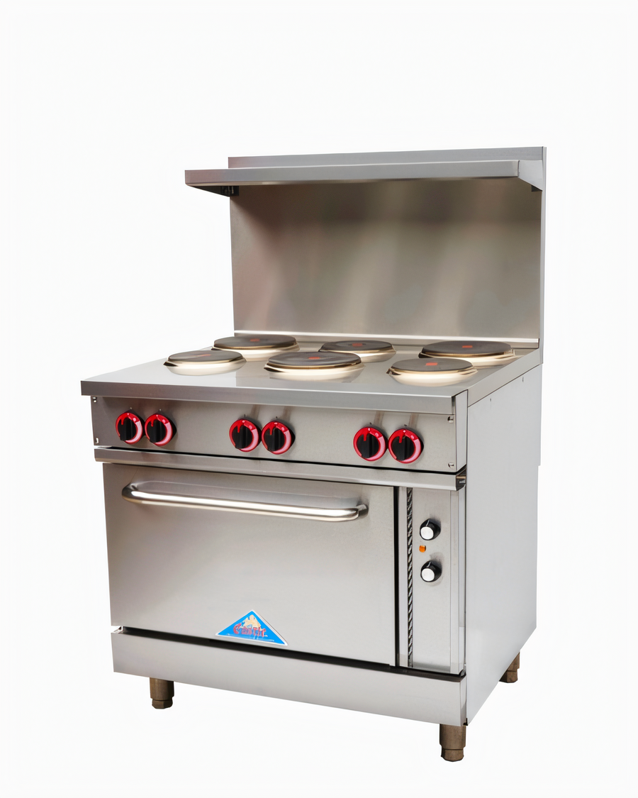 Product image #1 for Castle 36-Inch Electric Restaurant Range with 6 Hotplates and Standard Oven, 208V/3-Phase