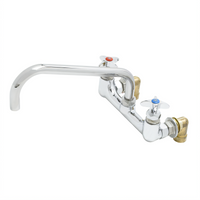 T&S Brass Big-Flo 8-Inch Wall-Mount Sink Mixing Faucet with 12-Inch Swing Nozzle and Anti-Microbial 4-Arm Handles