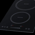 Thumbnail image #1 for Summit Commercial SINC2B230B 12-Inch 2-Burner Drop-In Induction Cooktop with Digital Touch Controls, Black Glass