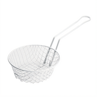 Winco 8-Inch Round Coarse Mesh Breading Basket, 3-Inch High, White Plastic-Coated Steel Wire