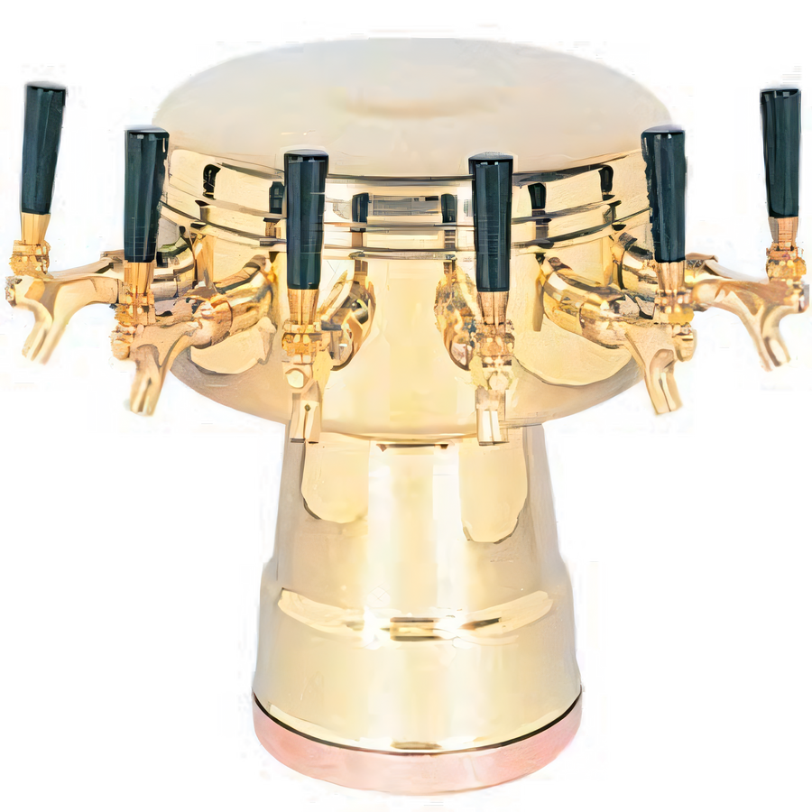 Product image #1 for Micro Matic Mushroom 6-Faucet Countertop Glycol-Cooled Draft Beer Tower, Polished Brass Finish
