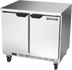 Thumbnail image #1 for Beverage-Air 36-Inch Two-Section Worktop Refrigerator with Flat Top and Solid Doors