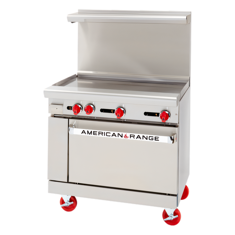 Product image #1 for American Range 36-Inch Gas Restaurant Range with 1-Inch Griddle Plate and 26-1/2-Inch Convection Oven
