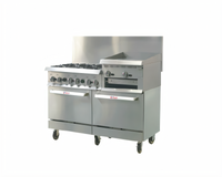 IKON Cooking 60-Inch Natural Gas Commercial Range with 6 Burners, 24-Inch Griddle/Broiler and 2 Ovens