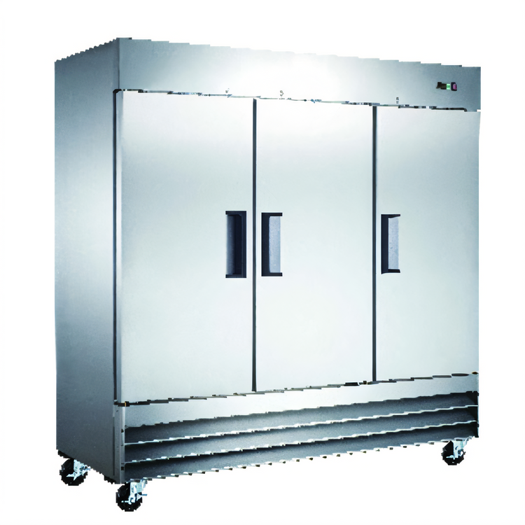 Product image #1 for Omcan 72 Cu. Ft. Three-Section Reach-In Freezer with Bottom-Mount Self-Contained Refrigeration