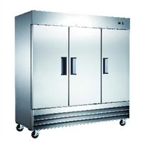 Omcan 72 Cu. Ft. Three-Section Reach-In Freezer with Bottom-Mount Self-Contained Refrigeration