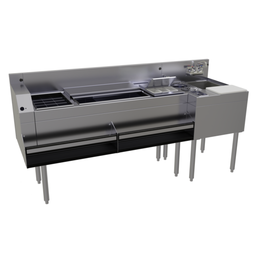 Product image #1 for Glastender MXS72-CP10 72-Inch Stainless Steel Mixology Underbar Cocktail Station with Ice Bin, Condiment Well, Elixir Bottle Rack and Speed Rail