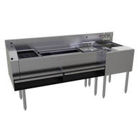 Glastender MXS72-CP10 72-Inch Stainless Steel Mixology Underbar Cocktail Station with Ice Bin, Condiment Well, Elixir Bottle Rack and Speed Rail