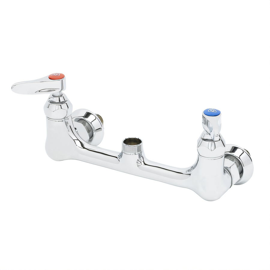 Product image #1 for T&S Brass 8-Inch Wall Mount Double Pantry Mixing Faucet, Swivel Outlet, Less Nozzle