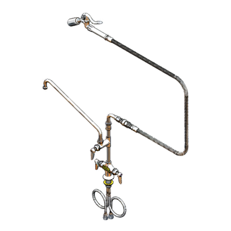 Product image #1 for T&S Brass Double Pantry Deck-Mount Wash-Down Faucet with 16-Inch Swing Nozzle and Low-Flow Spray Valve