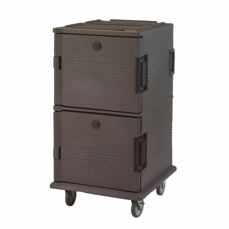 Product image #1 for Cambro Ultra Camcart® Insulated Front-Loading Double-Compartment Food Pan Carrier, Security Package, 24-Pan Capacity, Granite Sand