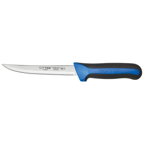 Product image #1 for Winco Sof-Tek 5-1/2-Inch Serrated Utility Knife with Non-Slip Black and Blue Handle