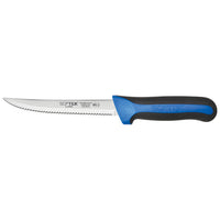 Winco Sof-Tek 5-1/2-Inch Serrated Utility Knife with Non-Slip Black and Blue Handle