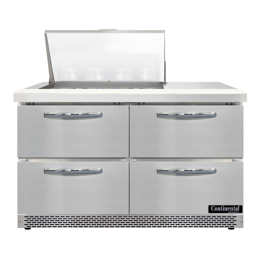 Product image #1 for Continental Refrigerator D48N12M-FB-D Designer Line 48" 2-Section Mighty Top Refrigerated Sandwich Prep Table with Drawers