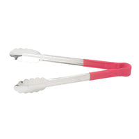 9-Inch Red Heat-Resistant Stainless Steel Utility Tongs