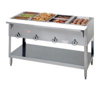 Aerohot Electric Stainless Steel Hot Food Station with 4 Sealed Wells, Open Base, and Carving Board