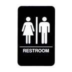Thumbnail image #1 for Vollrath 5633 Restroom Sign with Braille, White on Black, 6" x 9"
