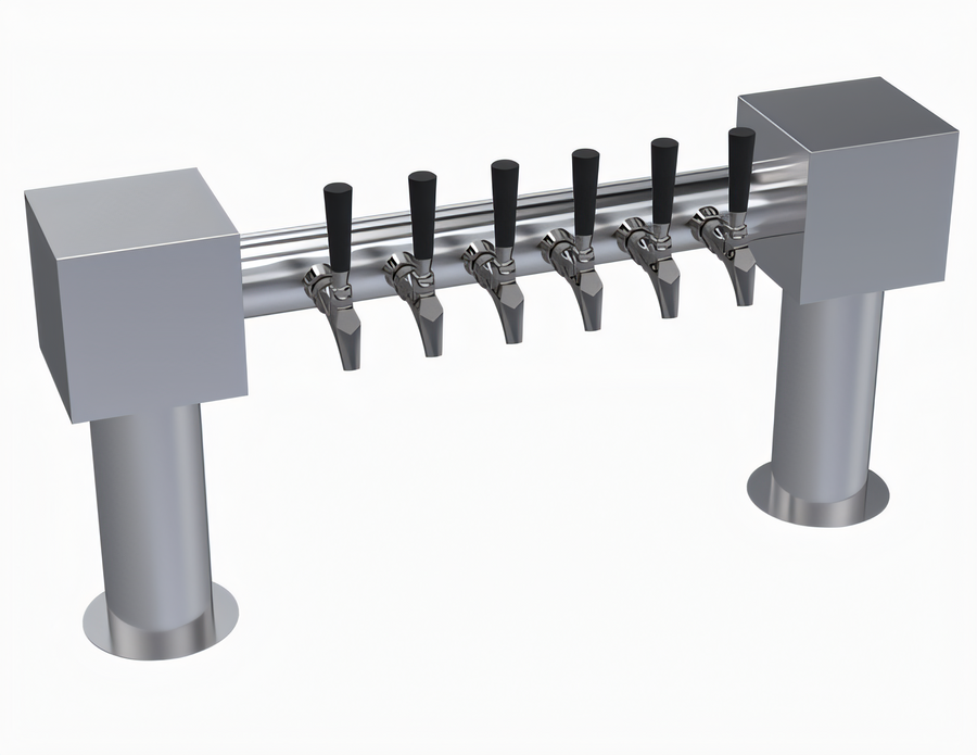 Product image #1 for Krowne Hammer Head 6-Faucet Glycol-Cooled Countertop Beer Tower, 34-Inch OA Length, Brushed Stainless Steel
