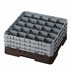 Thumbnail image #2 for Cambro Camrack Full Size Low-Profile 25-Compartment Glass Rack with 3 Soft Gray Extenders, Brown