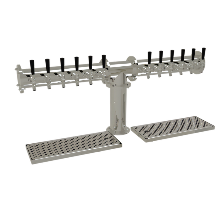 Product image #1 for Glastender 12-Faucet Countertop Pipe Tee Draft Dispensing Tower, Air-Cooled, Mirror Finish