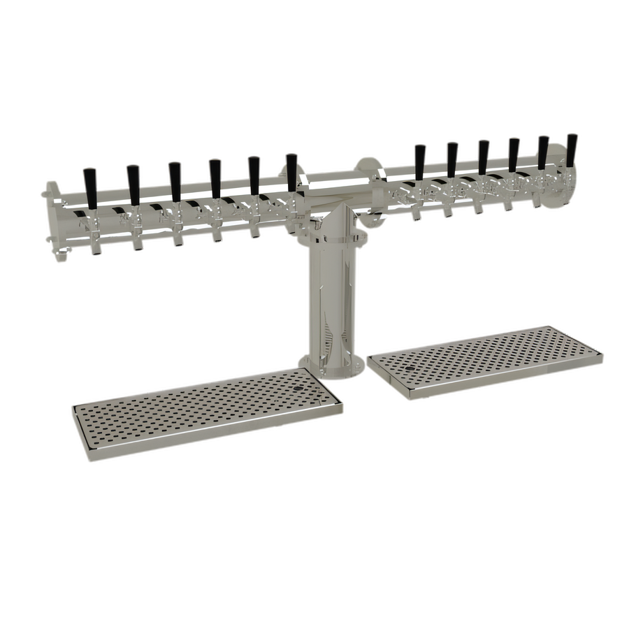 Product image #1 for Glastender 12-Faucet Countertop Pipe Tee Draft Dispensing Tower, Air-Cooled, Mirror Finish