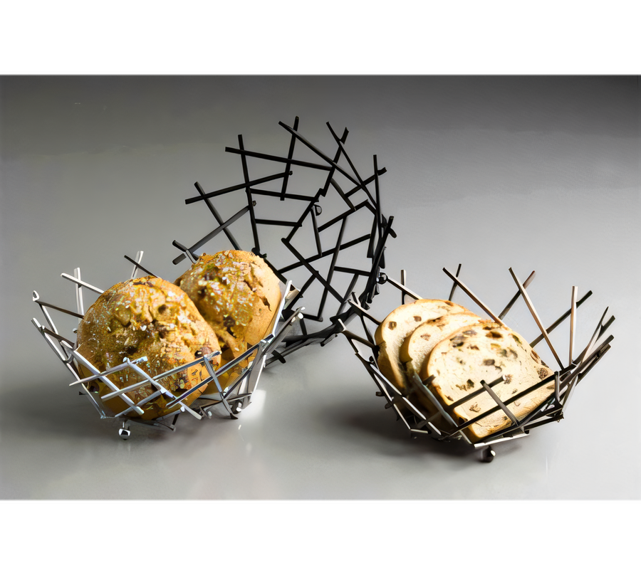 Product image #1 for American Metalcraft FRUB12 Round Black Thatch Serving Basket, 8 Inch Diameter x 3-5/8 Inch High