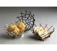 American Metalcraft FRUB12 Round Black Thatch Serving Basket, 8 Inch Diameter x 3-5/8 Inch High
