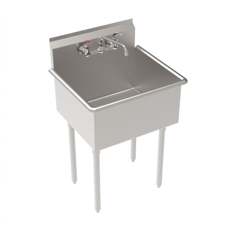 Product image #1 for Krowne Royal Series 1-Compartment Basin Sink with 8-Inch Center Splash Mount Faucet, 27-Inch Wide, 304 Stainless Steel