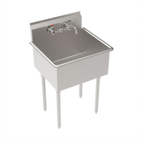 Krowne Royal Series 1-Compartment Basin Sink with 8-Inch Center Splash Mount Faucet, 27-Inch Wide, 304 Stainless Steel