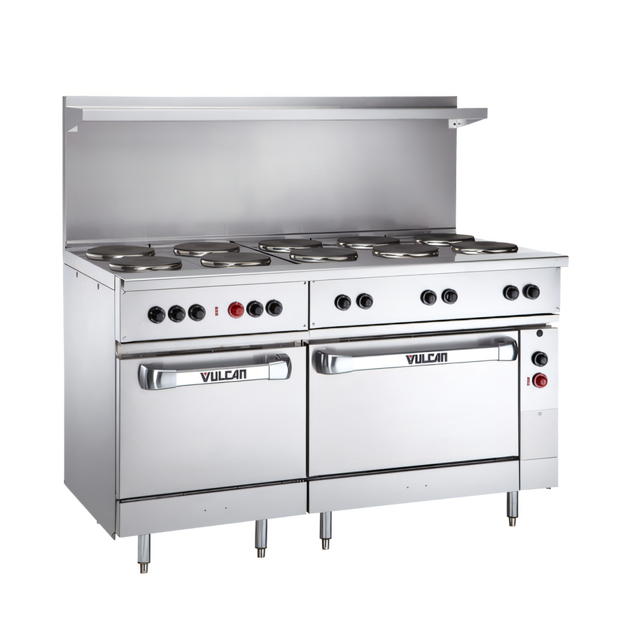 Product image #1 for Vulcan 60-Inch Electric Restaurant Range with 10 French Plates and Double Ovens, Stainless Steel, 208V