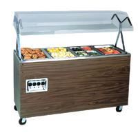 Vollrath 2-Series Affordable Portable 3-Well Mobile Hot Food Station with Open Storage Base and Buffet Breath Guard