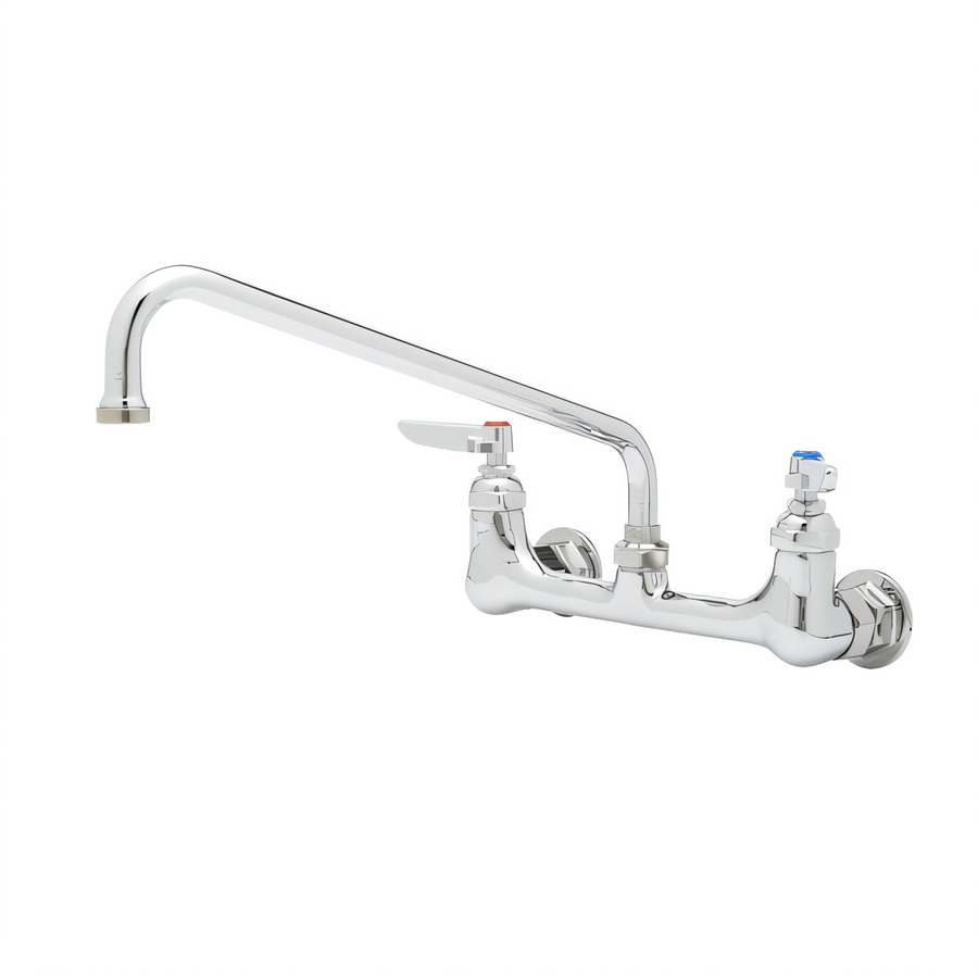 Product image #1 for T&S Brass Double Pantry Wall-Mount Mixing Faucet with 12-Inch Swing Nozzle and 8-Inch Centers
