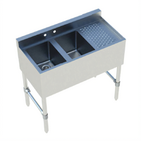 Sapphire Manufacturing 36-Inch Two-Compartment Underbar Sink with Right Drainboard