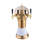 Thumbnail image #1 for Perlick Corporation 4056WH4B Roma 4-Faucet Countertop Glycol-Cooled Draft Beer Tower, Gold-Tone Brass with White Ceramic Skirt