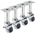 Thumbnail image #1 for Krowne Royal Series Adjustable Height Plate Caster Set of 4, Swivel with Brake, 3-Inch Grease-Resistant Wheels