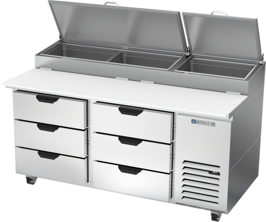 Product image #1 for Beverage-Air DPD67HC-6 67-Inch Two-Section Deli/Pizza Prep Table with Six Drawers