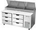 Thumbnail image #1 for Beverage-Air DPD67HC-6 67-Inch Two-Section Deli/Pizza Prep Table with Six Drawers