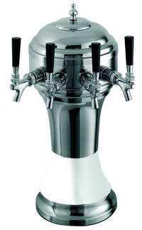 Perlick Roma Countertop Glycol-Cooled 3-Faucet Draft Beer Tower with White Ceramic Skirt