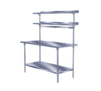 Advance Tabco Single Table-Mounted Stainless Steel Overshelf, 48W x 12D, Rear-Mounted Uprights