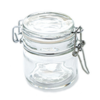 Thumbnail image #1 for American Metalcraft HMMJ4 4 oz Clear Glass Mini Mason Jar Condiment Jar with Hinged Lid Case of 72