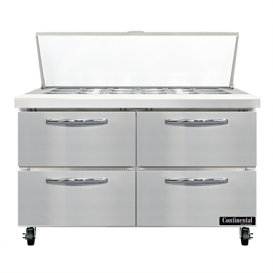 Product image #1 for Continental Refrigerator SW48N18M-D 48 Inch Mighty Top Two-Section Sandwich Unit Refrigerator with Drawers