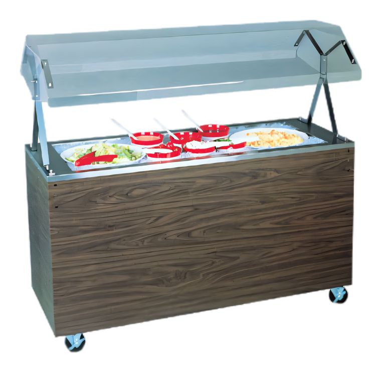 Product image #1 for Vollrath 2-Series Affordable Portable 3-Pan Ice-Cooled Non-Refrigerated Cold Food Station with Buffet Breath Guard, 46-Inch, Granite Finish