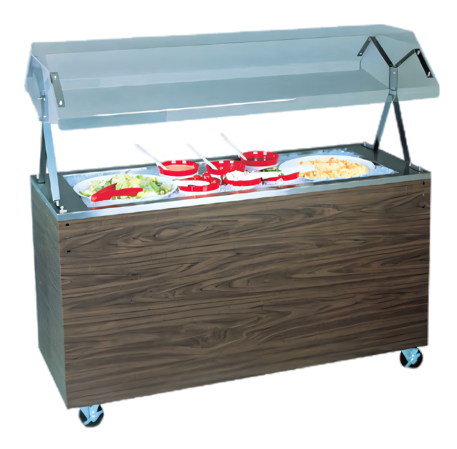Product image #1 for Vollrath 2-Series Affordable Portable 3-Pan Ice-Cooled Non-Refrigerated Cold Food Station with Buffet Breath Guard, 46-Inch, Granite Finish