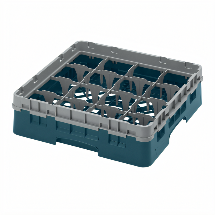 Product image #2 for Cambro Camrack Full Size 16-Compartment Glass Rack with Soft Gray Extender, Teal
