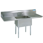 Thumbnail image #1 for BK Resources BKS-1-18-12-18T 1-Compartment 304 Stainless Steel Sink, 18 x 18 x 12 in Bowl, Double 18 in Drainboards, 9 in Backsplash