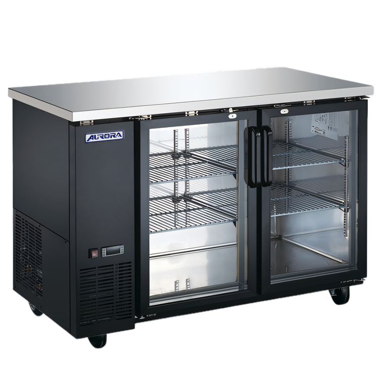Product image #1 for Aurora 61-Inch Two-Section Reach-In Back Bar Cooler with 2 Glass Doors, 15.8 Cu. Ft.