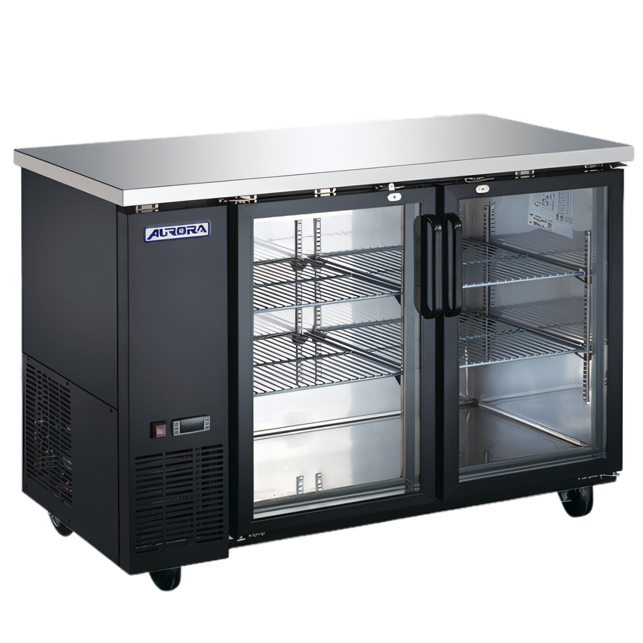 Product image #1 for Aurora 61-Inch Two-Section Reach-In Back Bar Cooler with 2 Glass Doors, 15.8 Cu. Ft.